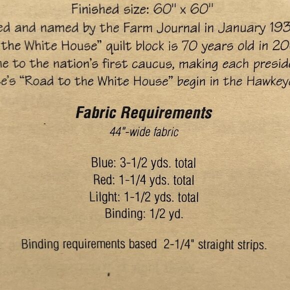 Country Threads Quilt Pattern Road To The White House #600 Finished 60" x 60" - Picture 4 of 5